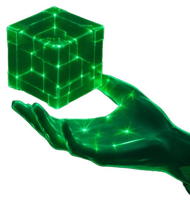 hand with cube